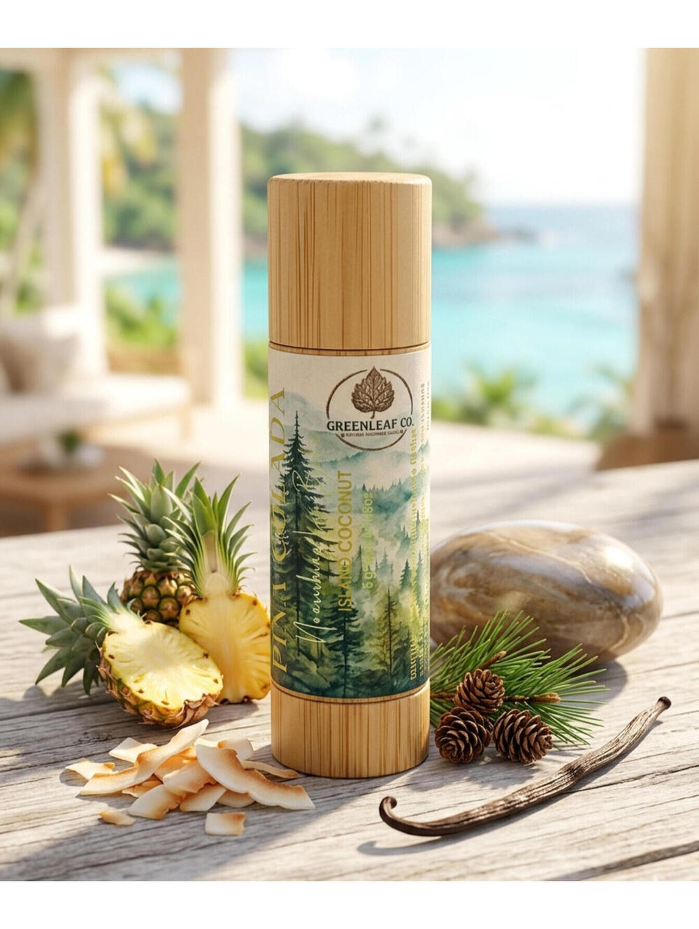 Pina Colada Handmade Bamboo Chapstick - Beeswax and Coconut Oil